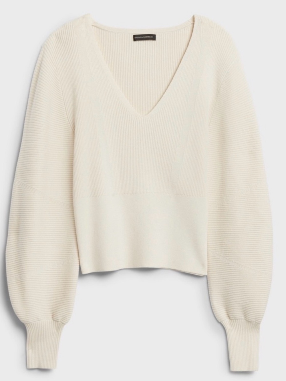 Banana Republic Bubble Sleeve Ribbed V Neck Sweater